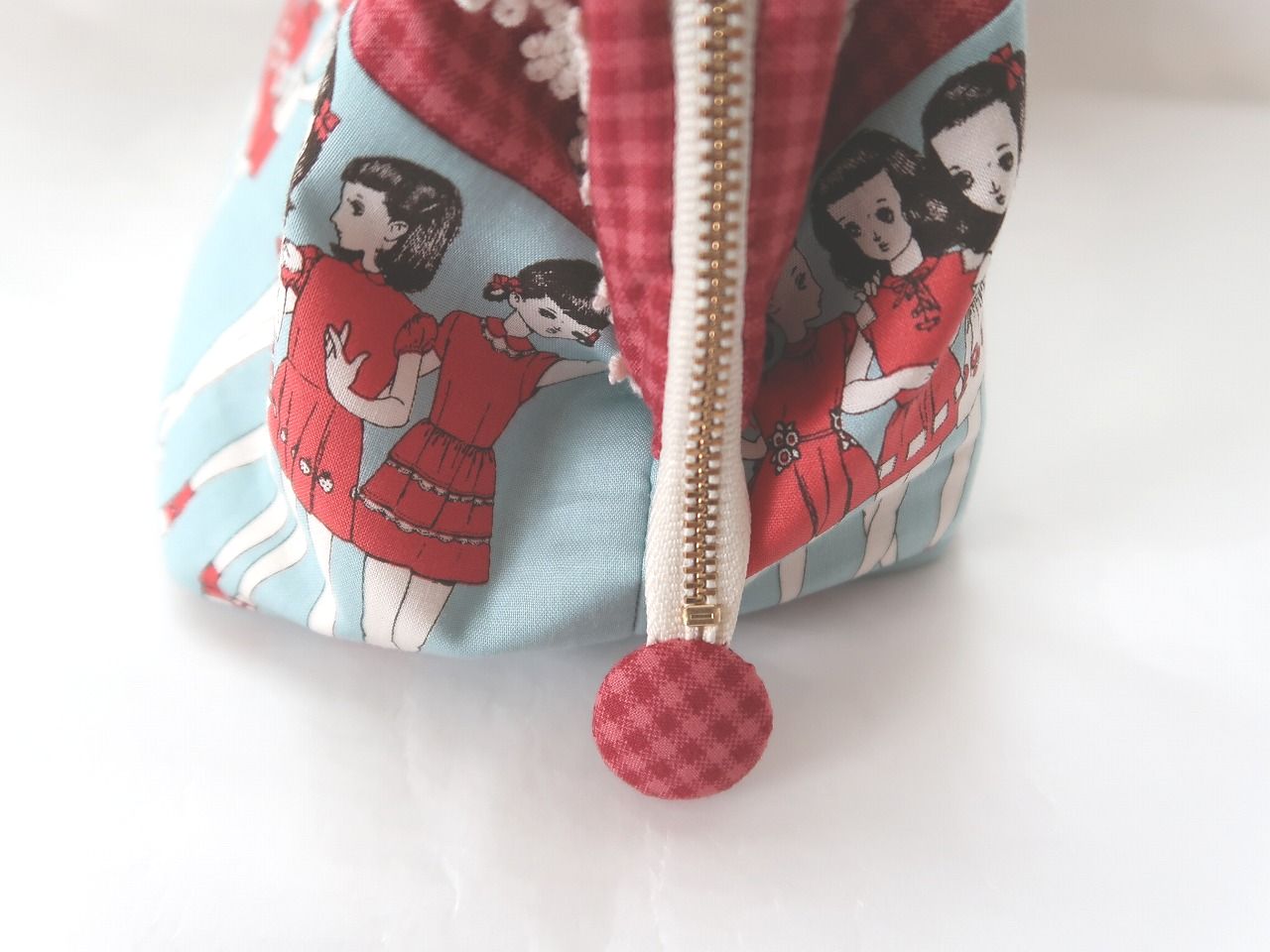 Pouch-096）ガールズ 口金 ポーチ【レッド】 キット | フラワー